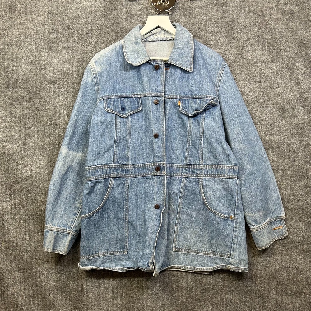 VTG 70s Levi's Orange Tab Jacket Women's Light Wash Denim Belted Trench Coat - M